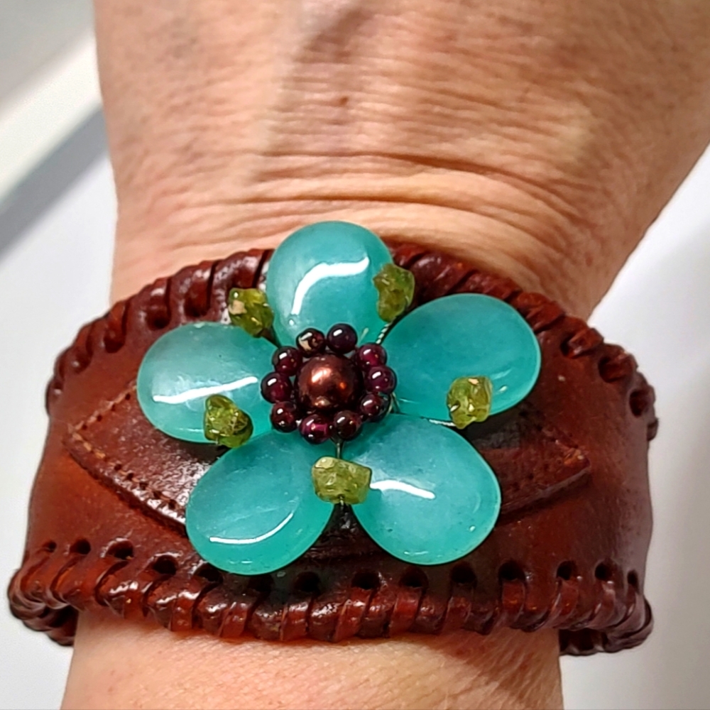 Leather Gemstone Bracelet BOHO